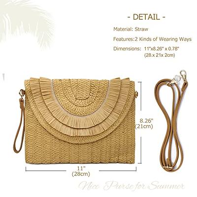 Aovtero Straw Clutch Purse Women Crossbody Bag Summer Beach Shoulder Bags  Envelope Wallet Handbags