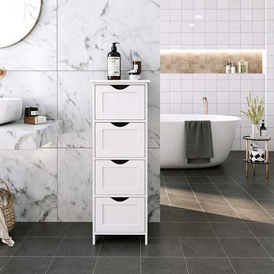 Bathroom Storage Cabinets Free Standing with 4 Drawers White for