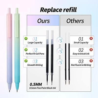 Retractable Gel Pens 12 Pack Black Ink Pastel Pens 0.5mm Fine