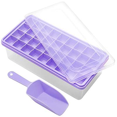 Ice Cube Tray For Freezer With Lid And Bin, Ice Cube Molds With Ice  Container, Scoop And Cover, Bpa Free Ice Trays Stackable Easy Release, 36  Squar