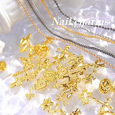 WOKOTO 20pcs Luxury Cross Nail Charms For Nail Art 3d Jewelry Flat