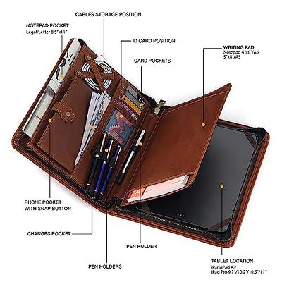 Personalised Vintage Leather Portfolio, Zipper Business Organizer