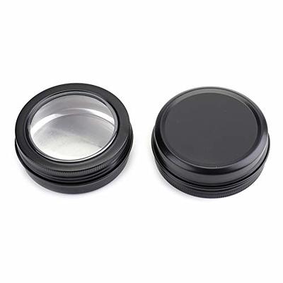 Foraineam 40 Pack 2 Ounce Round Tins Screw Lid Containers with Clear Window  Matte Black Metal