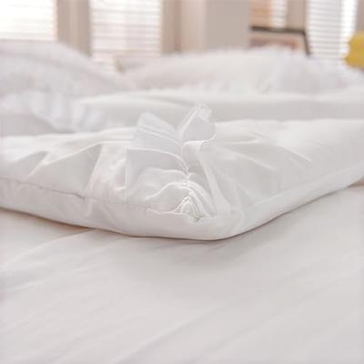 Andency White Comforter Full Size, 3 Pieces Solid Farmhouse Shabby Chic  Ruffle Bedding Sets, All Season Soft Lightweight Comfy Down Alternative Bed