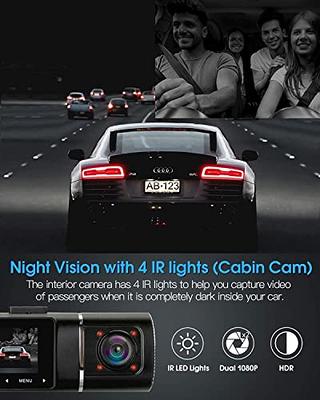 Kussla 3 Channel Dash Cam Front and Rear FHD 1080P Dash Camera for Cars  with 64GB Card, Super Night Vision Dashcam, Car Camera with Loop Recording