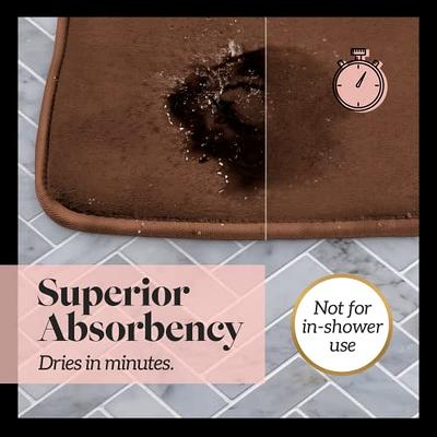 Genteele Bath Mats for Bathroom Non Slip - Brown 20 x 32 Memory