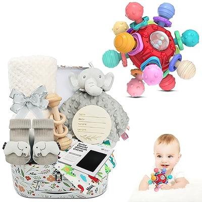 iAOVUEBY Baby Boy Gifts, Baby Shower Gifts for Boys, Baby Gifts for Newborn  Boy, Wooden Baby Gift Basket Includes Swaddle Blanket Rattle Toy Onesie