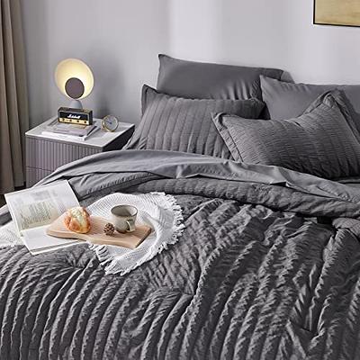 7 Pieces Bed in a Bag Queen Comforter Set with Sheets, Dark Grey