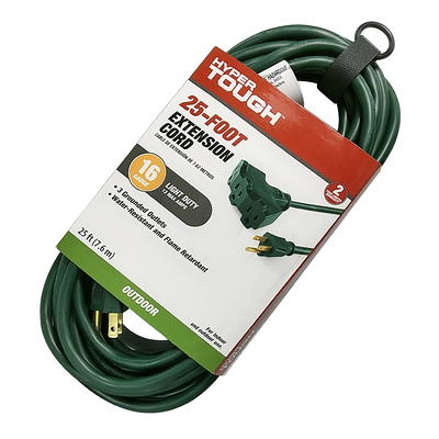 Hyper Tough 10FT 16AWG 3 Prong Black Outdoor Single Outlet Extension Cord 