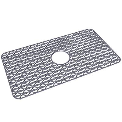 JUSTOGO Silicone Sink Mat, Rear Drain Sink Protectors for Kitchen Sink Grid Accessory, 1 Pcs Non-Slip Grey Sink Mats for Bottom of Kitc