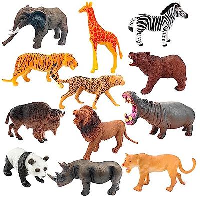 Tudoccy Safari Animals Figures Toys - 13 Realistic Wild Plastic Animal  Figurines & Kids Sound Book - Educational Learning Toys Gift for 3 Years  Old 