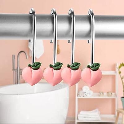 W1cwey 12pcs Peach Shower Curtain Hooks Pink Rustproof Metal Curtain Hangers  Glide Shower Rings for Shower Curtain Cute Fruit Theme Resin Stainless Steel  Curtain Hook Rings for Kids Bathroom Decor - Yahoo