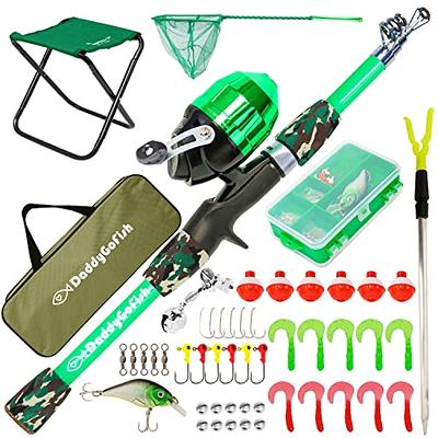 ODDSPRO Kids Fishing Pole - Kids Fishing Starter Kit - with Tackle Box,  Reel, Practice Plug, Beginner's Guide and Travel Bag for Boys, Girls Blue  1.2M 3.94Ft