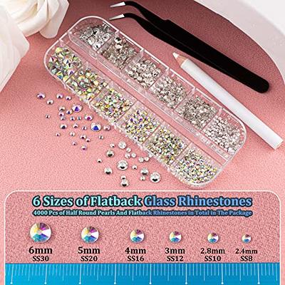 Mix Shapes Glass Flat Back Aurora Nail Rhinestones Crystal Clear Ab  Transparant Sparkling Color Charms with 6 Sizes Round Diamonds for Nails