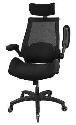 Maykoosh Blue Flip-Top Ergonomic Mesh Drafting Swivel Desk Chair Lumbar Support, Height Adjustable with Foot Ring