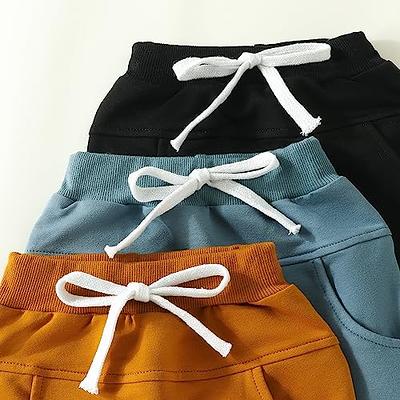 Toddler Baby Boys 3 Pack Jogger Pants Solid Color Elastic Waist