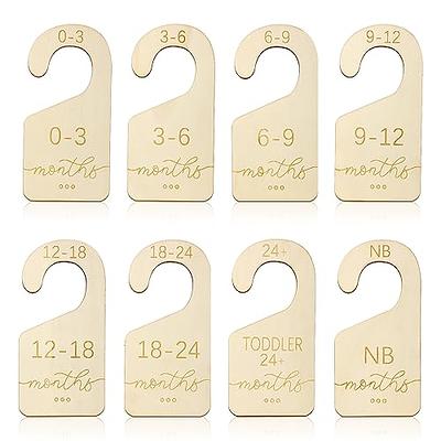 ibwaae Wooden Baby Closet Size Divider Organizer Hanger Clothing Dividers  for Newborn Nursery Decor Infant to 18 Months