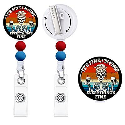 HASFINE 4 Pack Cute Badge Holder Reels, Clip-On ID Card Holder with  Alligator Clip 24 inch Retractable Cord, ID Badge Holder for Nurses,  Doctors