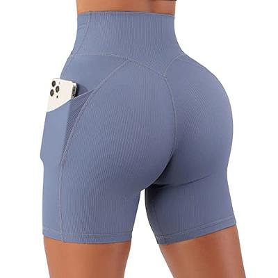 Yuerlian Women Cross Waist Workout Yoga Shorts with Pockets 5 High Waist  Booty Biker Ribbed Short Blue - Yahoo Shopping