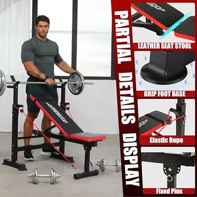 8 in 1 650Lbs Weight Bench Adjustable Workout Bench Set with Squat