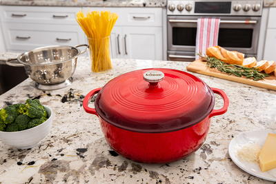 Lodge 7 Quart Enameled Cast Iron Oval Dutch Oven Red