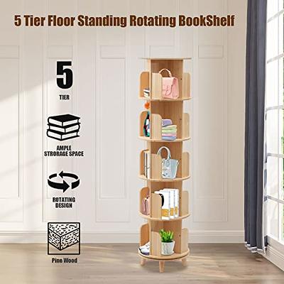 HEEHEE Rotating Bookshelf 360 Display Floor Standing Bookcase Storage Rack Children's Bookshelf, Wood Book Shelf Organizer Stand for Kids, Storage