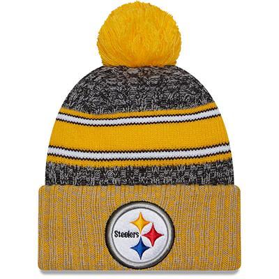 Pittsburgh Steelers New Era 2023 Black Sideline Cuffed Knit Hat with Pom