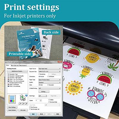 Sticker Paper Printable Vinyl for Inkjet Printer, 60 Sheets Glossy  Self-Adhesive Waterproof Quick-Drying Tear-Resistant Sticker Printer Paper  8.5x11 Inches - Yahoo Shopping