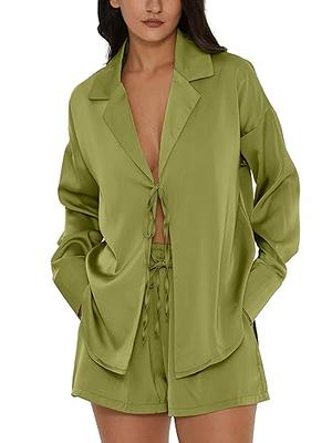 Silk Long Sleeve Pajama Set, Women Two-Piece Sleepwear Set