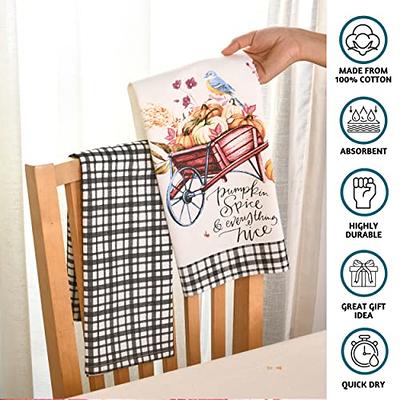 All Cotton and Linen Kitchen Towels - Cotton Dish Towels - Linen Tea Towels - Farmhouse Dish Towels - Checkered Kitchen Towels Set of 2 18 inchx28