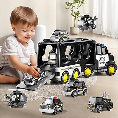 TEMI Toddler Truck Toys for 3 4 5 6 Year Old Girls - 5-in-1 Friction Power  Vehicle Car Toy for Toddlers 1-3, Carrier Truck Toys for Kids 3-5