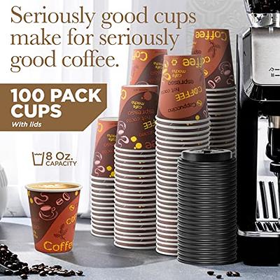 Cappuccino Paper Cups & Lids 8 Oz