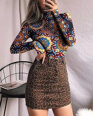 MANGOPOP Women's Mock Turtle Neck Long Sleeve Tops Bodysuit Jumpsuit (Long  Sleeve 3#Mandala, X-Large) - Yahoo Shopping