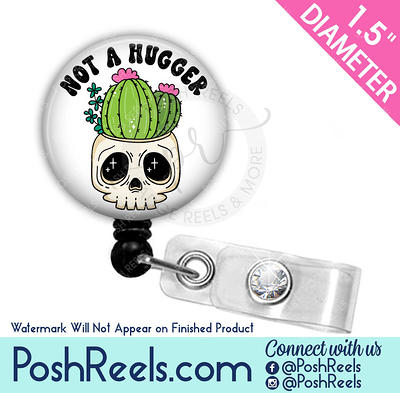 Funny Cactus Badge Reel - Not A Hugger Holder Sarcastic Nurse Reel