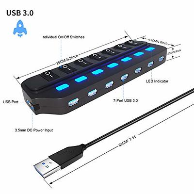  Aceele USB Hub 3.0 Splitter with 4ft Extension Long
