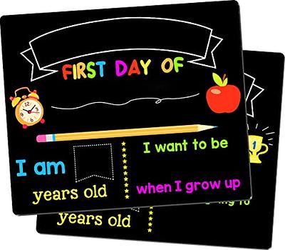 First & Last Day of School Chalkboard, 10 x 12 inch Double Sided Back to School Sign for Kids/Girls/Boys, Reusable Wooden 1st Day of Preschool