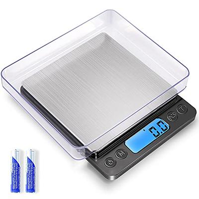 CHWARES Food Scale, Rechargeable Kitchen Scale with Trays 3000g/0.1g, Mini Scale with Tare Function Digital Scale Grams and Ounces for Weight Loss