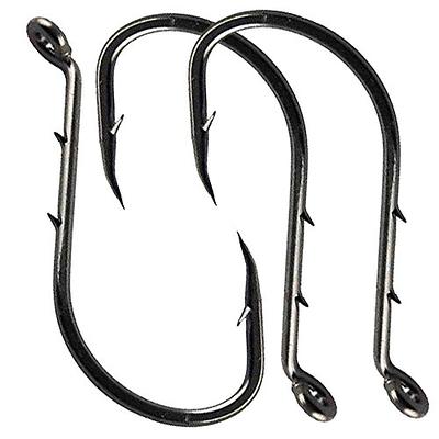 Dr.Fish 20/50 Pack O'shaughnessy Hook Carbon Steel Fishing Hooks Sea Bass  Fishing J Hooks for Freshwater Saltwater Size 1/0-10/0