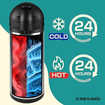 Cresimo 101 oz (3L) Airpot Thermal Coffee Carafe/Lever Action/Stainless Steel Insulated Thermos / 12 Hour Heat Retention / 24 HO