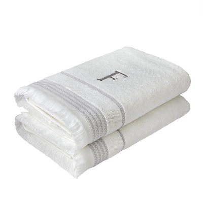 SKL Home Casual Monogram M Hand Towel Set, White, 2 Pc.