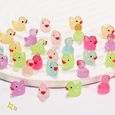 100pcs Glow in Dark Ducks Ornaments, Mini Resin Ducks for Party Decoration, Glow in The Dark Duck Figures, Tiny Ducks for DIY Micro Landscape Fairy