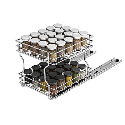 DINDON 2 Tier Pull Out Cabinet Organizer (20 W x 21 D) Slide Out Wood  Shelf Double Tier Kitchen Wire Basket with Chrome Finish…