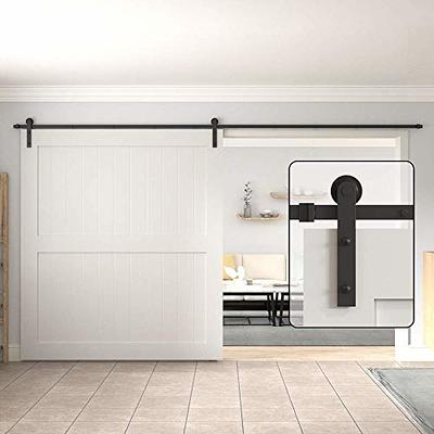 Boyel Living 6.6 ft./79 in. Rose Gold Sliding Barn Door Track and Hardware Kit with J-Shape Hanger for Single Door