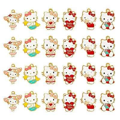 Westingmanual 24 Pieces Enamel Cat Charms for Jewelry Making 6 Styles Cute Pink Cat Charms Earring Necklace Bracelet Pendants