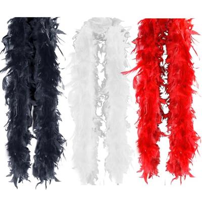 6 Pcs 6.6 ft Turkey Chandelle Feather Boa for Women for Dancing with Heart  Rimless Sunglasses Halloween Christmas Decor