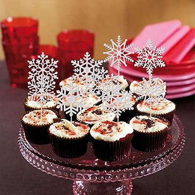 36 PCS Snowflake Cupcake Toppers Glitter Winter Frozen Theme