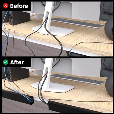 Cable Management ProOffice 96in J Channel Cable Raceways - 6X 16in Black No  Screw/No Drill Computer Cord Organizer - Cable Channels for Wire