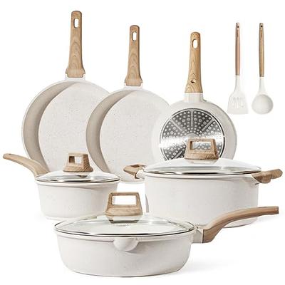 Vkoocy White Pots and Pans Set Non Stick, Ceramic Cookware Set Non