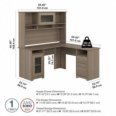 Bush Furniture Cabot Small Storage Cabinet with Doors - Heather Gray