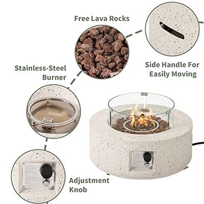 COSIEST Outdoor Propane Fire Pit Coffee Table, 28-inch Terrazzo Round Base  Patio Heater, 40,000 BTU Stainless Steel Burner, Free Lava Rocks